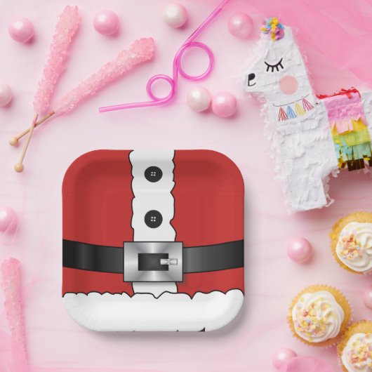 Feestelijke Retro kerst rood pak Sinterklaas Papieren Bordje (Feest)