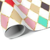 Feestelijke Retro Kerstmis Diamant Patroon Cadeaupapier (Rol Hoek)