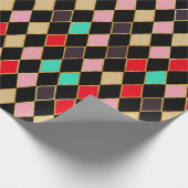 Feestelijke Retro Kerstmis Diamant Patroon Cadeaupapier (Hoek)