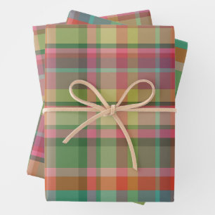 Feestelijke Retro Kerstmis Geruite Schattige Voorb Inpakpapier Vel