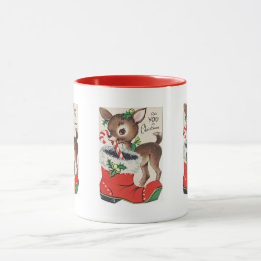 feestelijke retro kerstrendier vakantie mok (Midden)