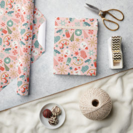 Feestelijke retro kerstvakantie patroon cadeaupapier