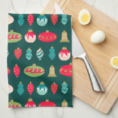 Feestelijke Retro Kerstversiering Midcentury Moder Theedoek (Quarter Fold)