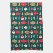 Feestelijke Retro Kerstversiering Midcentury Moder Theedoek (Verticaal)