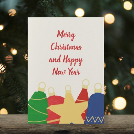 Feestelijke retro kerstversieringen feestdagenkaart