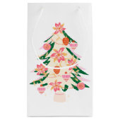 Feestelijke retro leuke kerstboom ornamenten klein cadeauzakje (Achterkant)