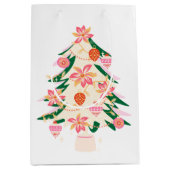 Feestelijke retro leuke kerstboom ornamenten medium cadeauzakje (Voorkant)