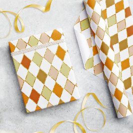 Feestelijke Retro Oranje Beige Diamant Patroon Cadeaupapier