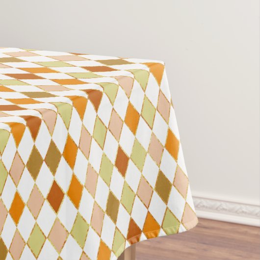 Feestelijke Retro Oranje Beige Diamantpatroon Tafelkleed (Voorbeeld)