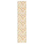 Feestelijke Retro Oranje Beige Witte Diamantpatroo Korte Tafelloper (Voorkant)
