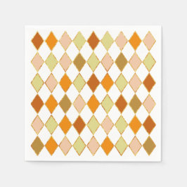 Feestelijke Retro Oranje Beige Witte Diamantpatroo Servet