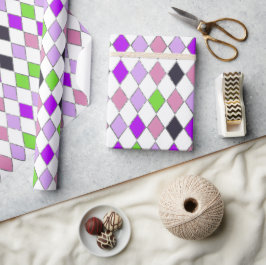 Feestelijke Retro Paarse Diamantpatroon Cadeaupapier