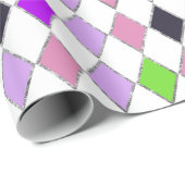 Feestelijke Retro Paarse Diamantpatroon Cadeaupapier (Rol Hoek)