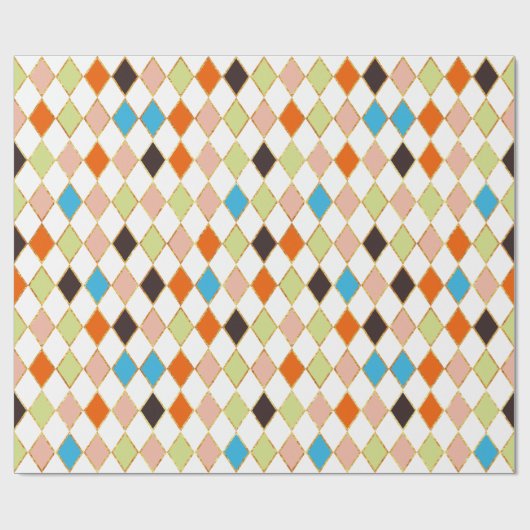 Feestelijke Retro Pastel Diamant Patroon Cadeaupapier (Vlak)