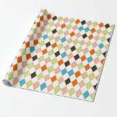 Feestelijke Retro Pastel Diamant Patroon Cadeaupapier (Uitgerold)