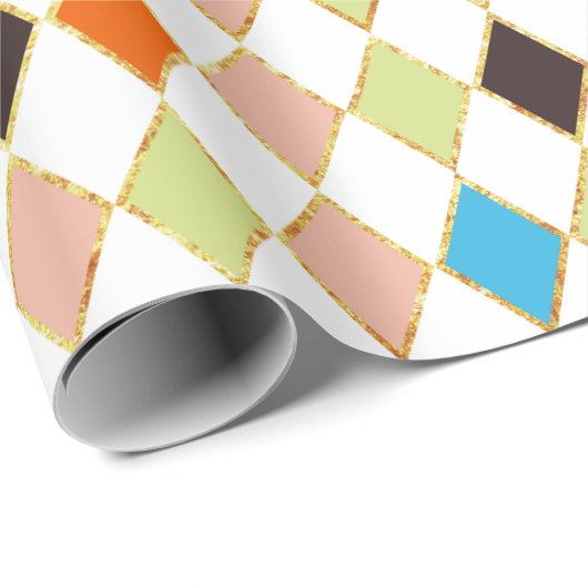 Feestelijke Retro Pastel Diamant Patroon Cadeaupapier (Rol Hoek)
