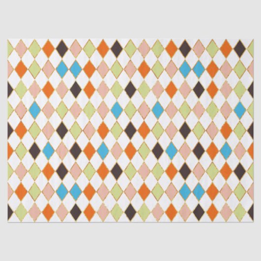 Feestelijke Retro Pastel Diamant Patroon Tissuepapier (Voorkant)