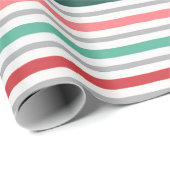 Feestelijke Retro Pastel Rood Roze Groene Strepen Cadeaupapier (Rol Hoek)
