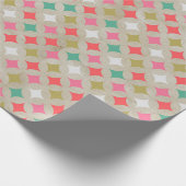 Feestelijke Retro Pastel Roze Groen Diamant Patroo Cadeaupapier (Hoek)