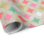 Feestelijke Retro Pastel Roze Groen Diamant Patroo Cadeaupapier (Rol Hoek)