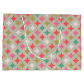 Feestelijke Retro Pastel Roze Groen Diamant Patroo Groot Cadeauzakje (Achterkant)