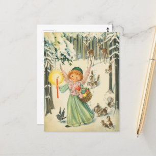 Feestelijke retro vintage kerst engel briefkaart