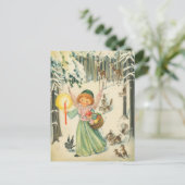 Feestelijke retro vintage kerst engel briefkaart (Staand voorkant)