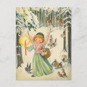 Feestelijke retro vintage kerst engel briefkaart (Voorkant)
