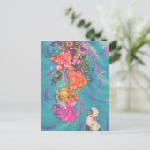 Feestelijke retro vintage kerst engel briefkaart (Staand voorkant)