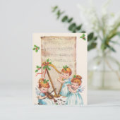 feestelijke retro vintage kerst engelen feestdagenkaart (Staand voorkant)