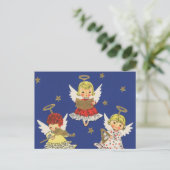 feestelijke retro vintage kerst engelen feestdagenkaart (Staand voorkant)