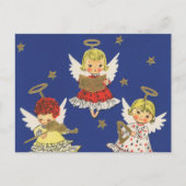 feestelijke retro vintage kerst engelen feestdagenkaart (Voorkant)