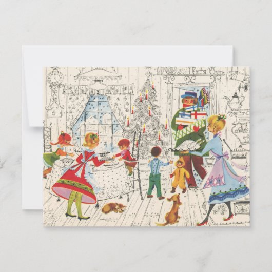 feestelijke retro vintage kerst feestdagenkaart (Voorkant)