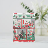 feestelijke retro vintage kerst huis feestdagenkaart (Staand voorkant)