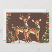 Feestelijke retro vintage kerst rendieren feestdagenkaart (Voorkant)