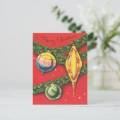feestelijke retro vintage kerstbollen feestdagenkaart (Staand voorkant)