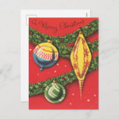 feestelijke retro vintage kerstbollen feestdagenkaart (Voorkant / Achterkant)