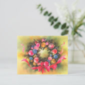 feestelijke retro vintage kerstkrans briefkaart (Staand voorkant)