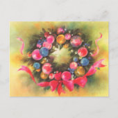 feestelijke retro vintage kerstkrans briefkaart (Voorkant)