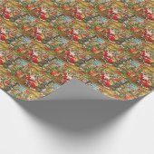 feestelijke retro vintage kerstman cadeaupapier (Hoek)