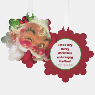Feestelijke retro vintage kerstman tekst toevoegen ornament kaart