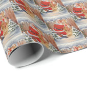 feestelijke retro vintage Kerstmis Santa rendieren Cadeaupapier (Rol Hoek)