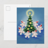 feestelijke retro vintage kerstsnowman boom feestdagenkaart (Voorkant / Achterkant)