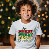 FEESTELIJKE RETRO VROLIJK KERSTMIS FAMILIE T-SHIRT