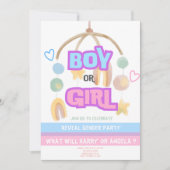 Feestelijke Reveal Gender Baby Party Invitation Kaart (Voorkant)