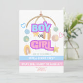 Feestelijke Reveal Gender Baby Party Invitation Kaart (Staand voorkant)