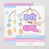 Feestelijke Reveal Gender Baby Party Invitation Kaart (Voorkant / Achterkant)