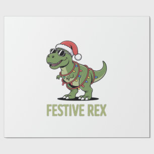 Feestelijke Rex Dinosaurus Vakantie Kerstvreugde Cadeaupapier