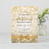 Feestelijke Ribbon Gold Lights Kerstfeest Kaart (Staand voorkant)