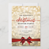 Feestelijke Ribbon Gold Lights Kerstfeest Kaart (Voorkant)